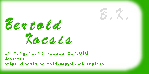bertold kocsis business card